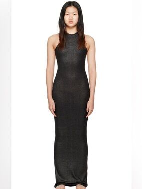 SKIMS Black Soft Lounge Shimmer Maxi Dress Sz 4X B126